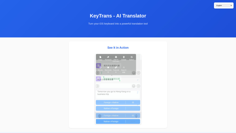 Keytrans Ai Translator website screenshot