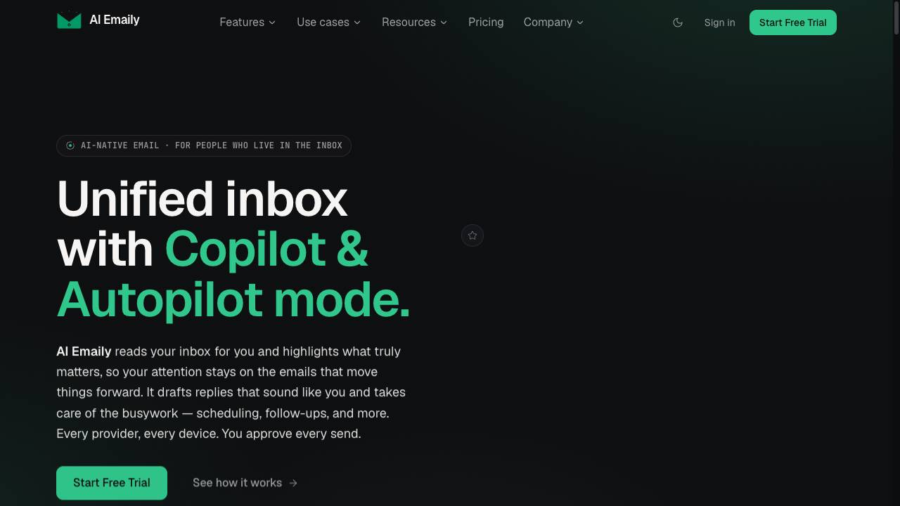 AI Emaily website screenshot