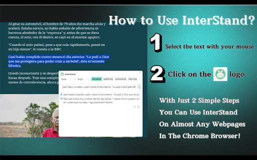Interstand Ai Translator Reading Assistant website screenshot