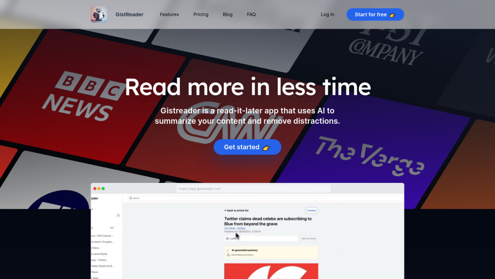 Gistreader website screenshot