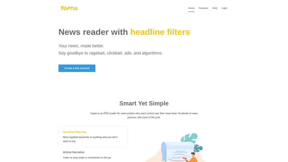 Yoptio website screenshot