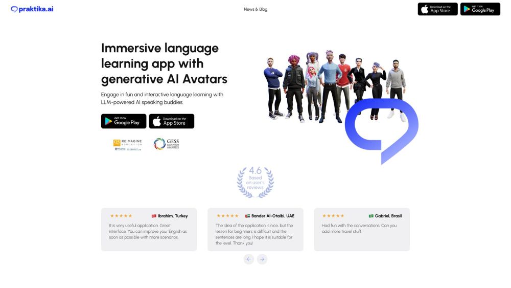 Chatgpt English Praktika App website screenshot