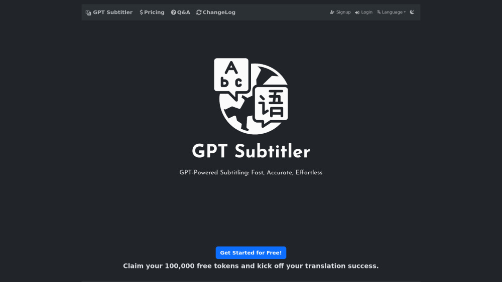 Gpt Subtitler website screenshot