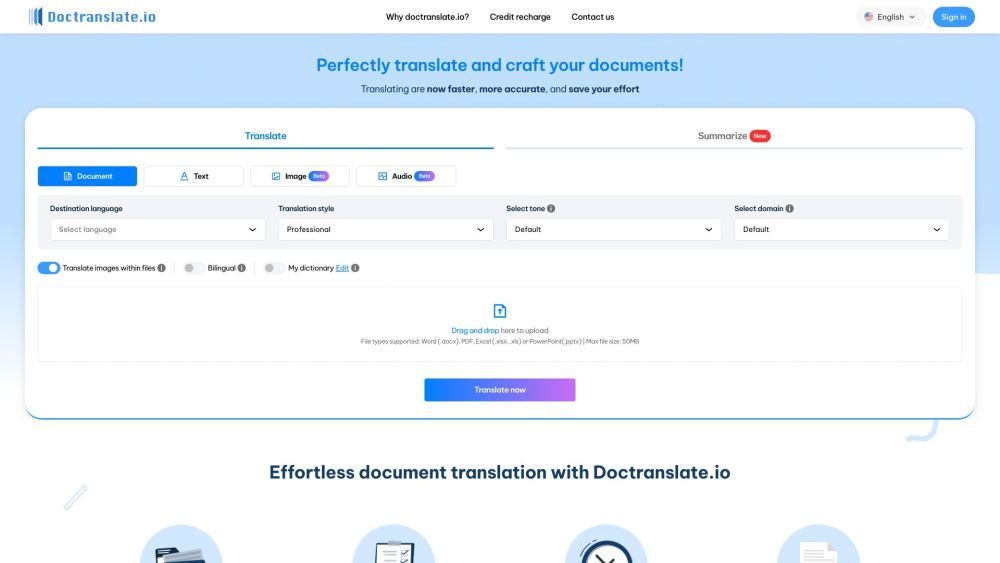 Doctranslate Io website screenshot