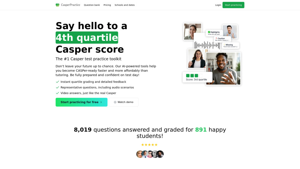 Casperpractice website screenshot