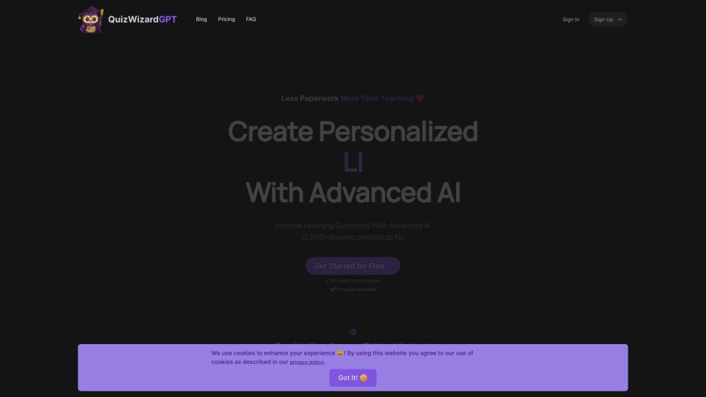 Quizwizardgpt website screenshot