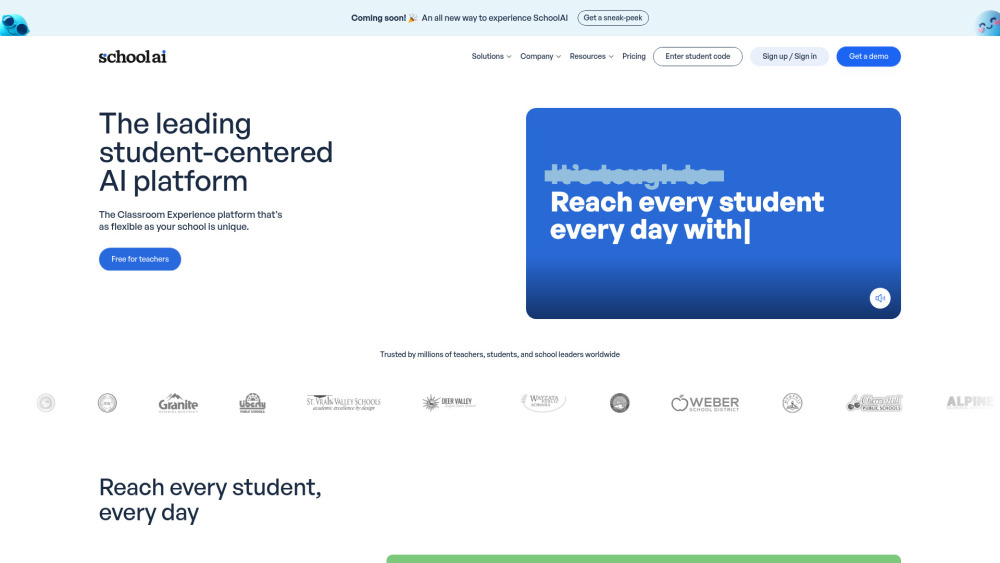 School Ai website screenshot