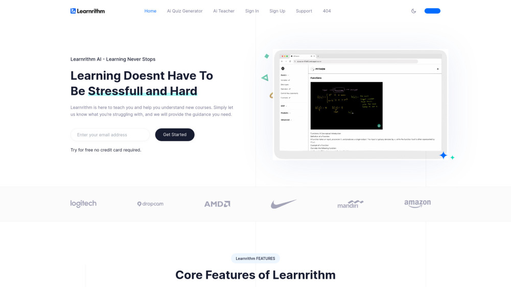 Learnrithm Ai website screenshot