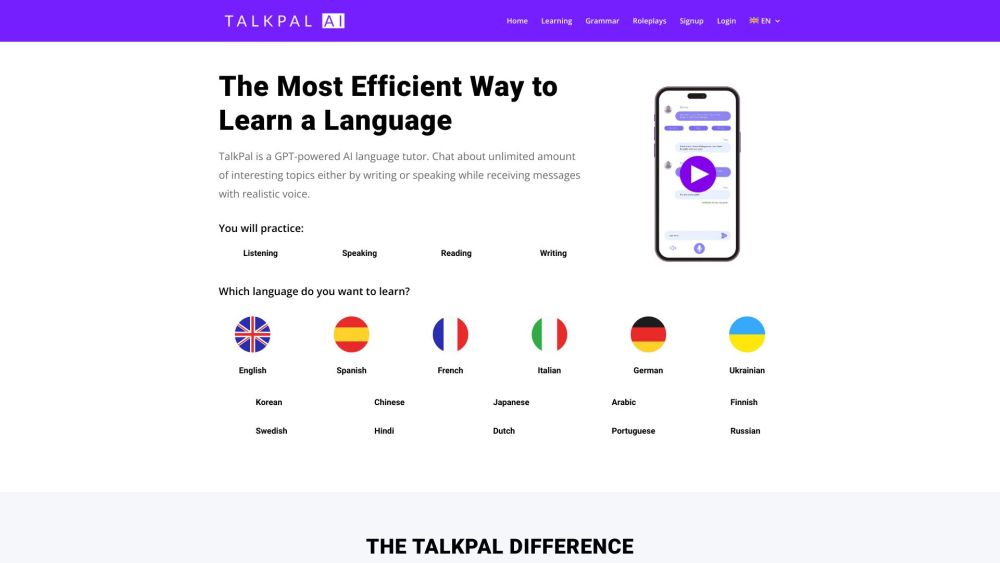 Talkpal Ai website screenshot