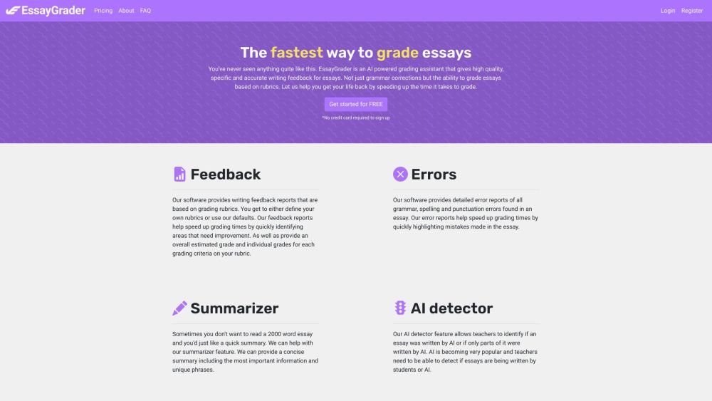 Essaygrader website screenshot