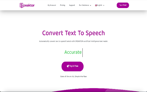 Speaktor Convert Text To Audio website screenshot