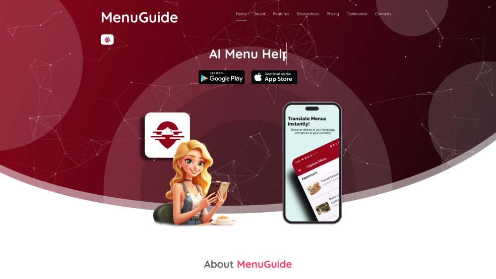 Menuguide website screenshot