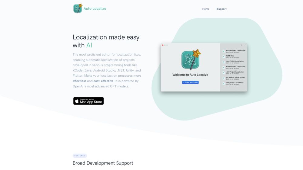 Auto Localize website screenshot
