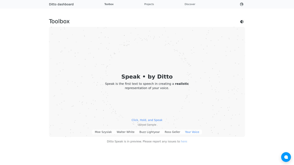 Ditto Speak Preview website screenshot