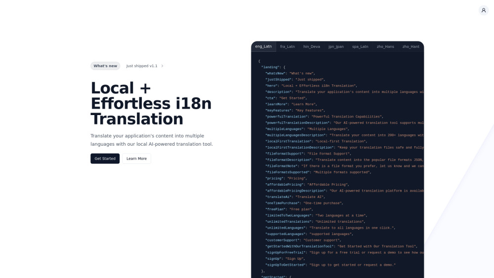 I18Nlocale website screenshot