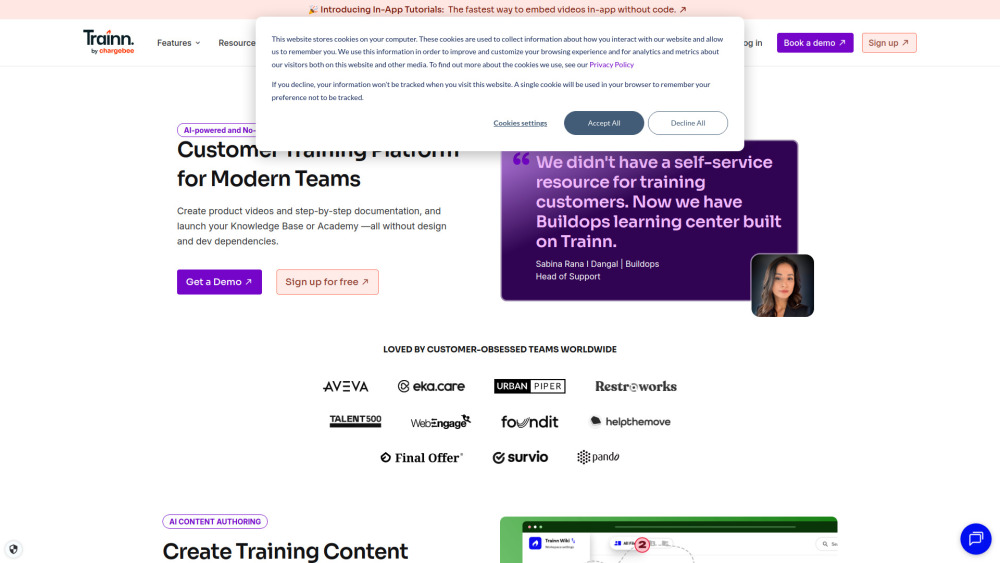 Trainn Ai website screenshot