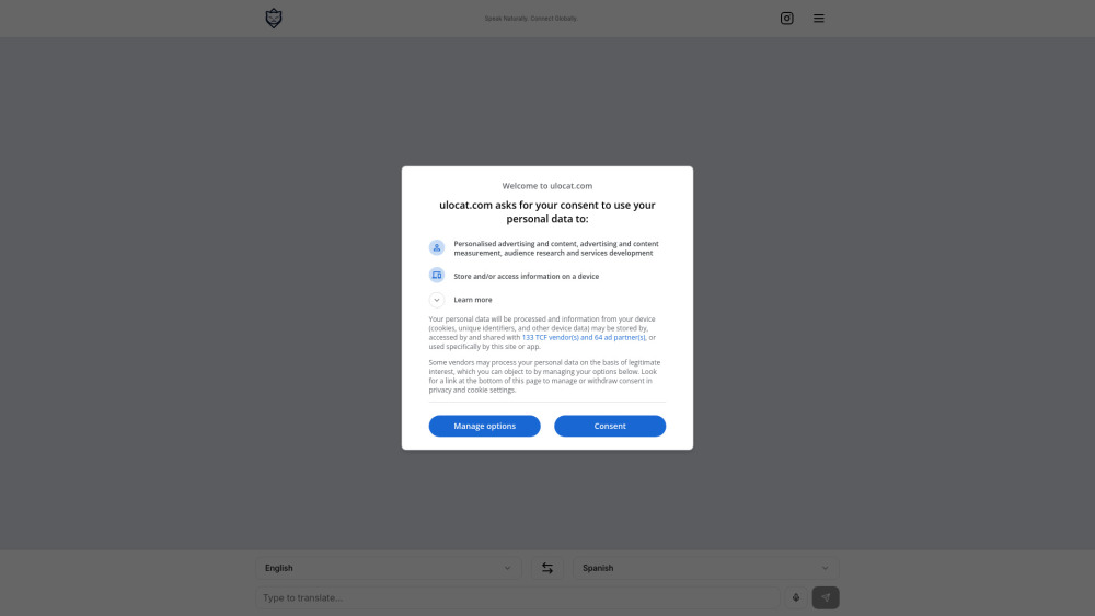 Ulocat Smart Translator website screenshot