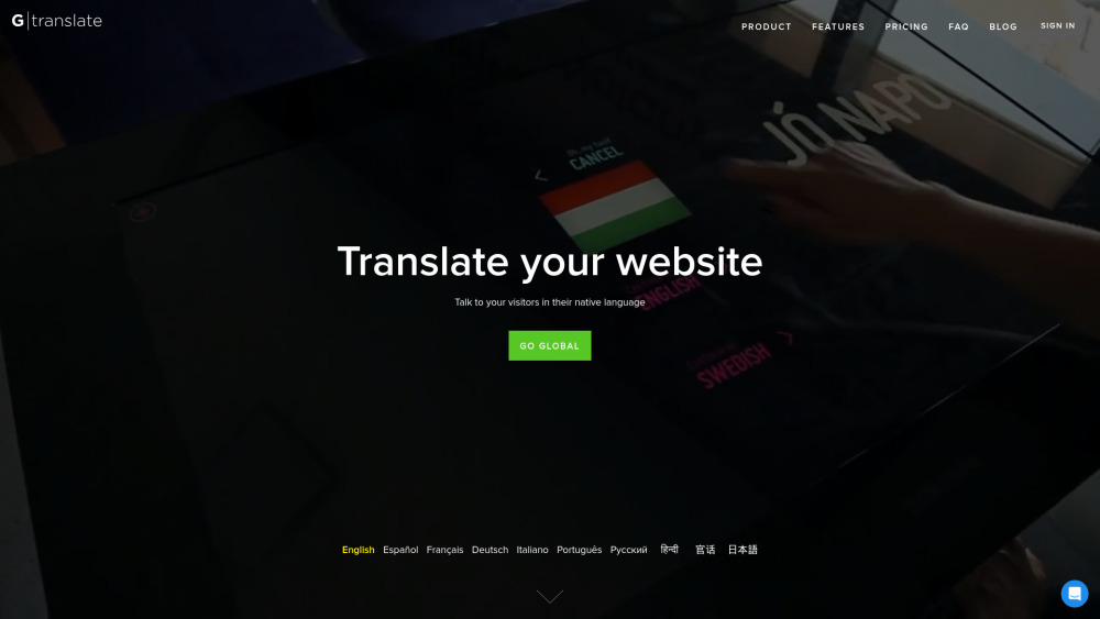Gtranslate website screenshot