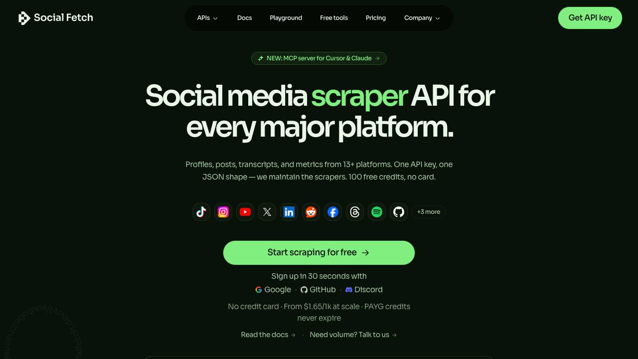Social Fetch website screenshot