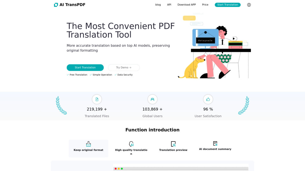 Ai Transpdf website screenshot