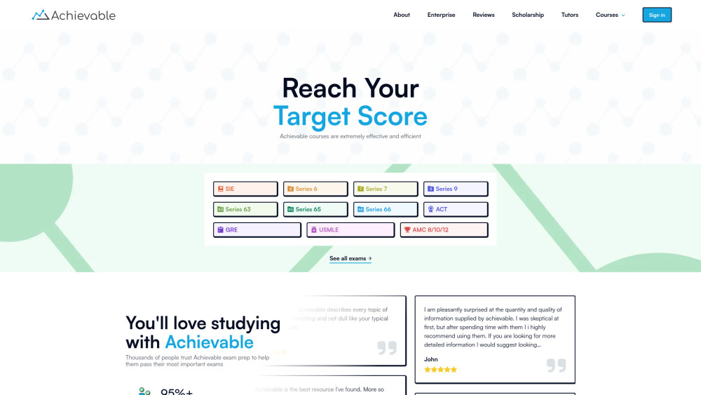 Achievable Ai Adaptive Learning website screenshot