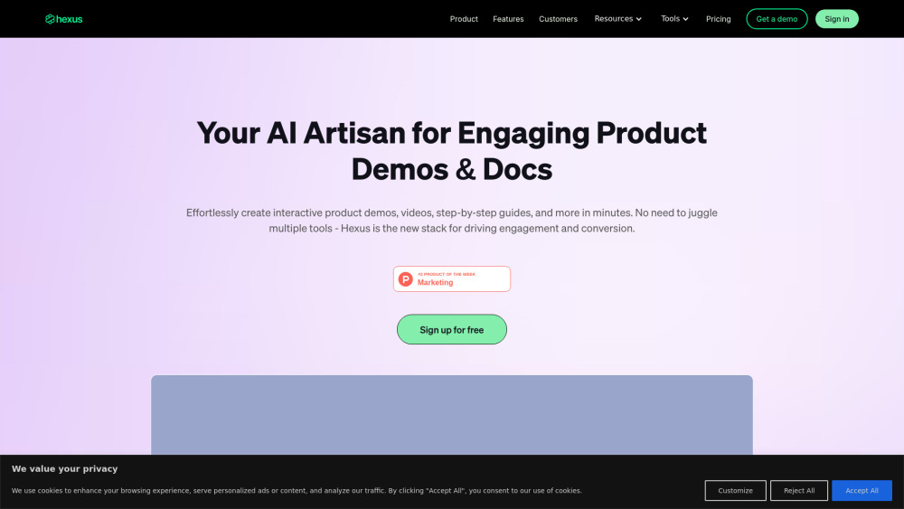 Hexus website screenshot