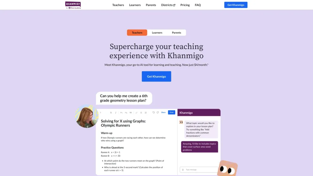 Khanmigo Ai website screenshot
