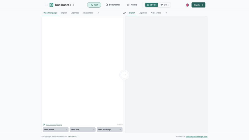 Doctransgpt website screenshot