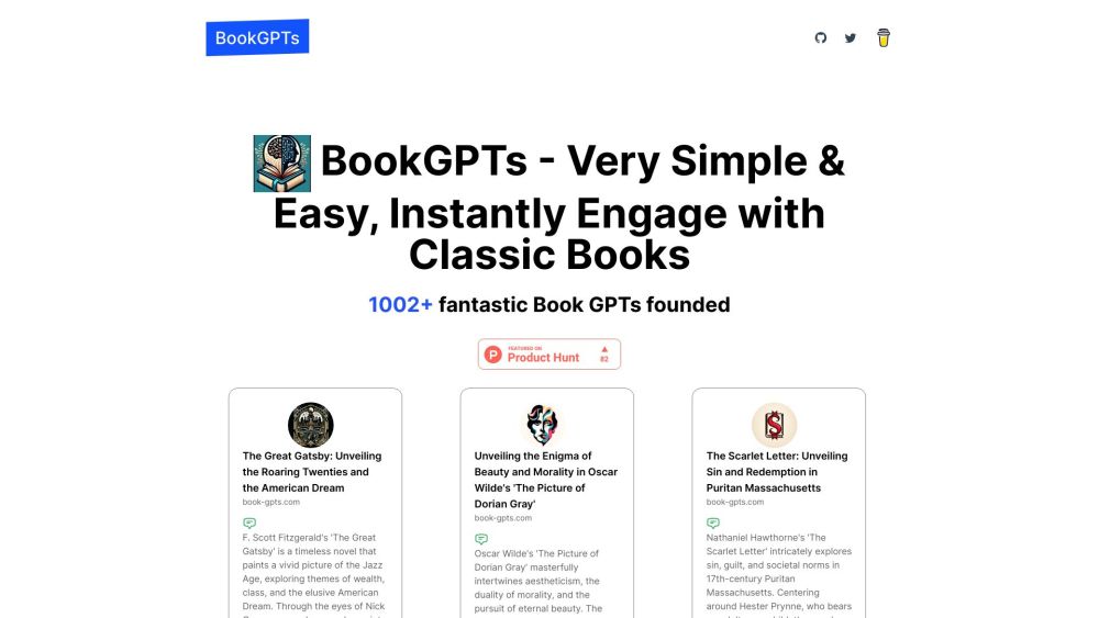 Bookgpts Interactive Literary Adventures website screenshot