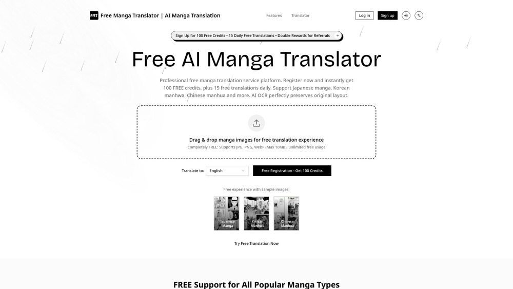 Free Ai Manga Translator website screenshot