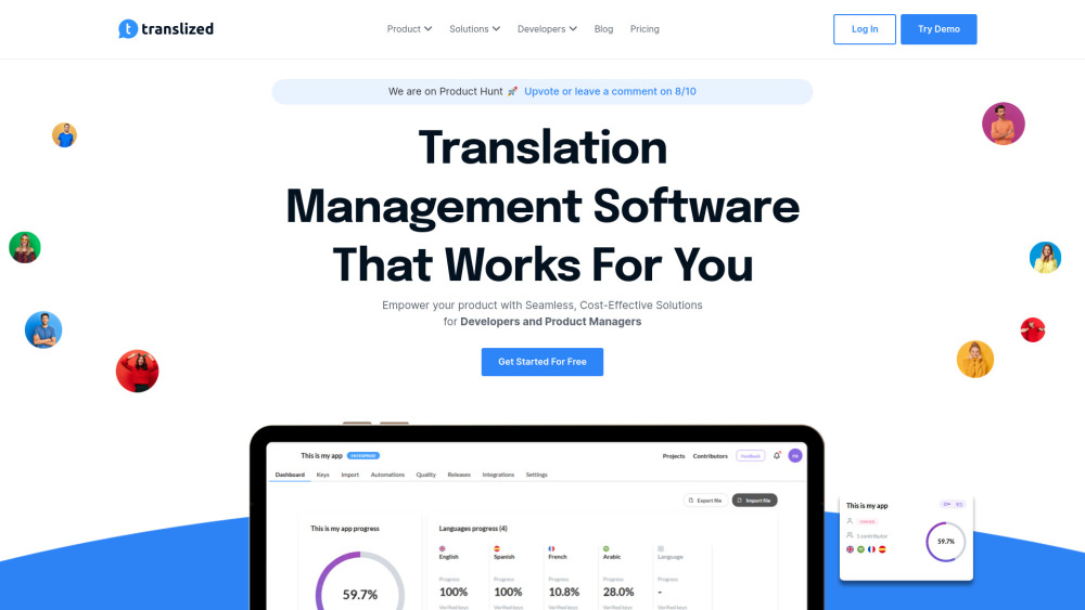 Translized Ai Software Localization website screenshot