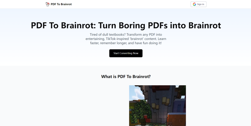 Pdf To Brainrot Ai website screenshot