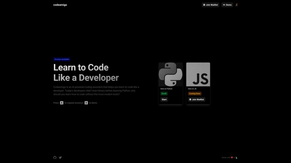 Codeamigo website screenshot