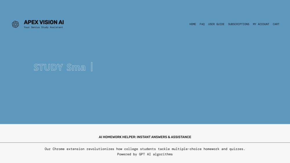 Apex Vision Ai Homework Quiz Answering Ai website screenshot