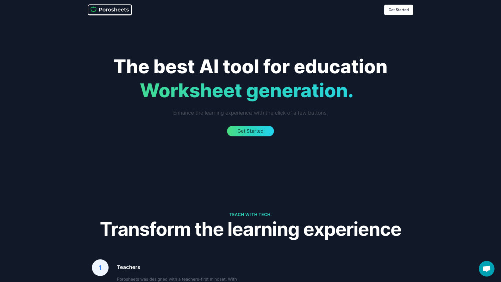 Porosheets website screenshot