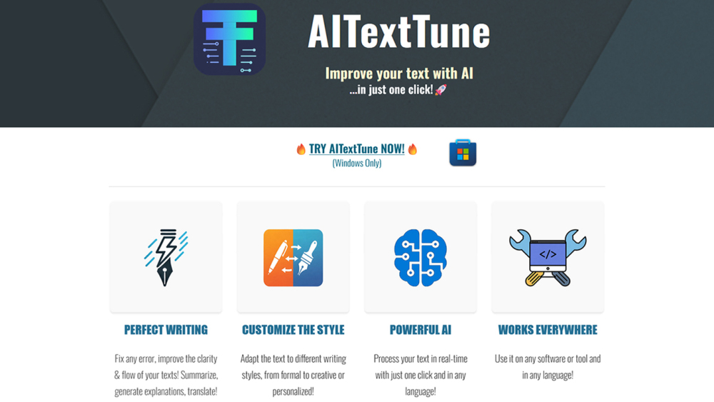 Aitexttune website screenshot