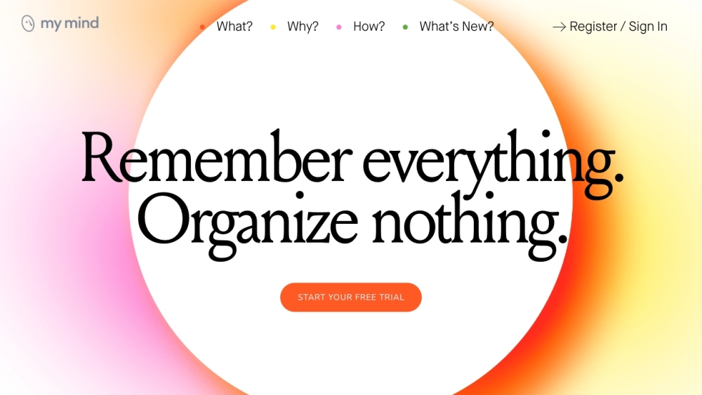Mymind website screenshot