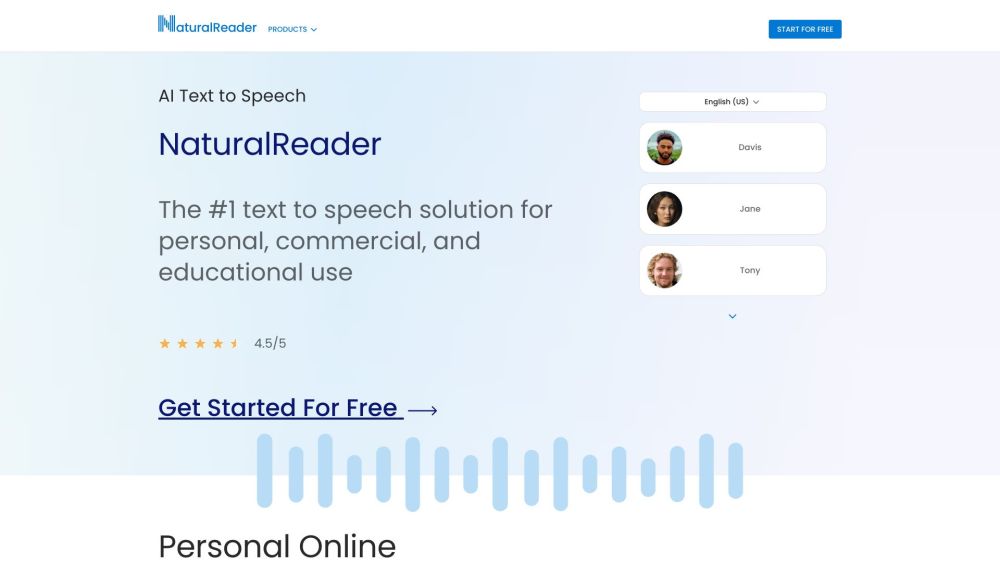 Naturalreaders website screenshot