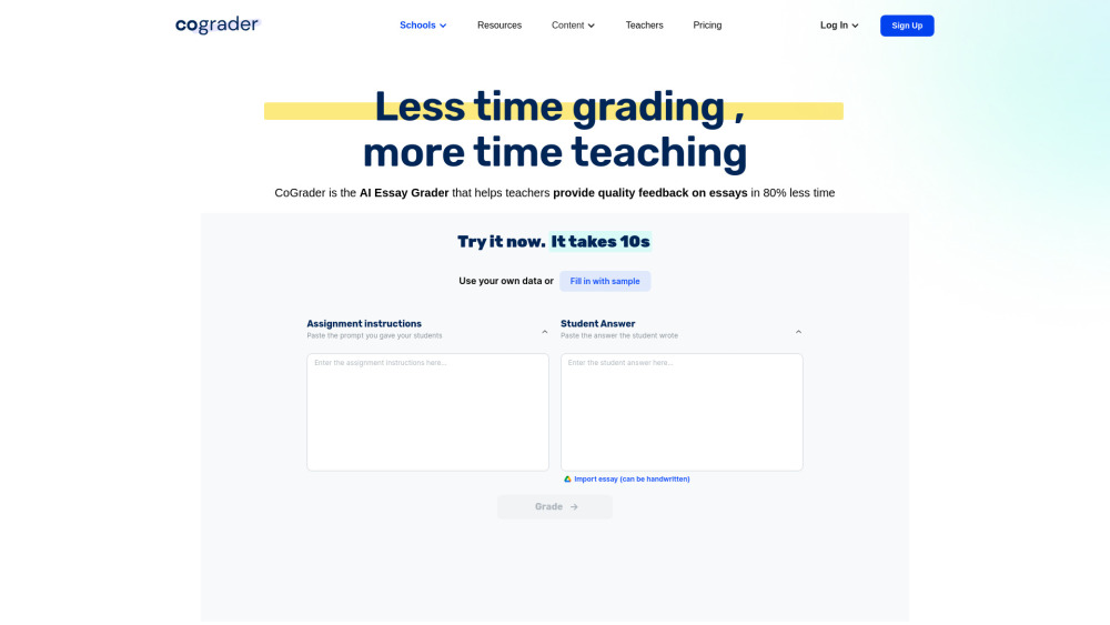 Cograder website screenshot