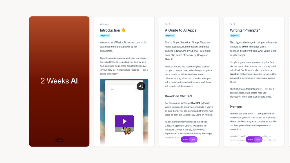 2 Weeks Ai website screenshot