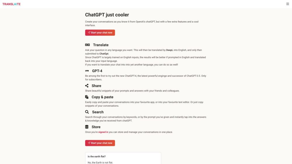 Translaite website screenshot