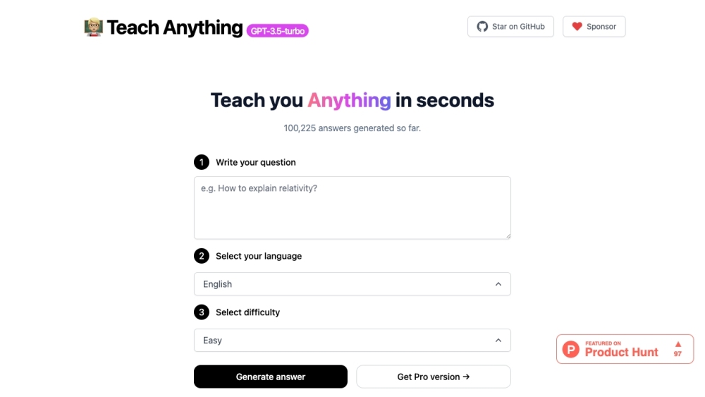 Teach Anything website screenshot
