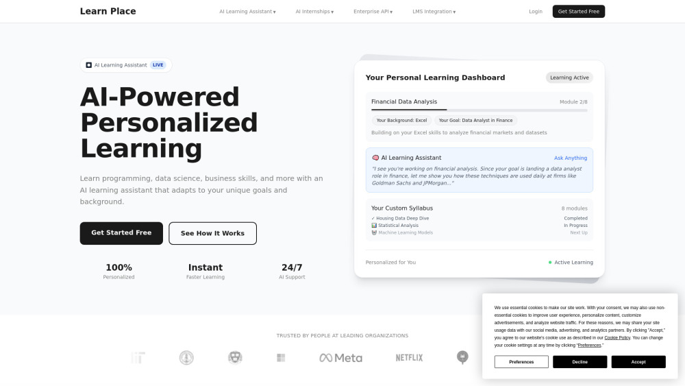 Learn Place Ai Powered Personalized Learning Assistant website screenshot
