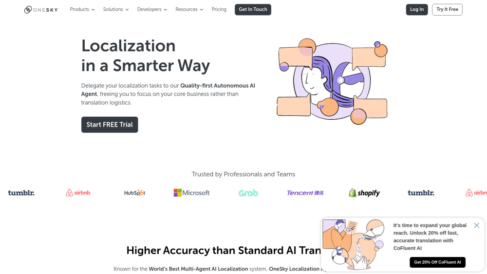 Onesky Localization Agent website screenshot