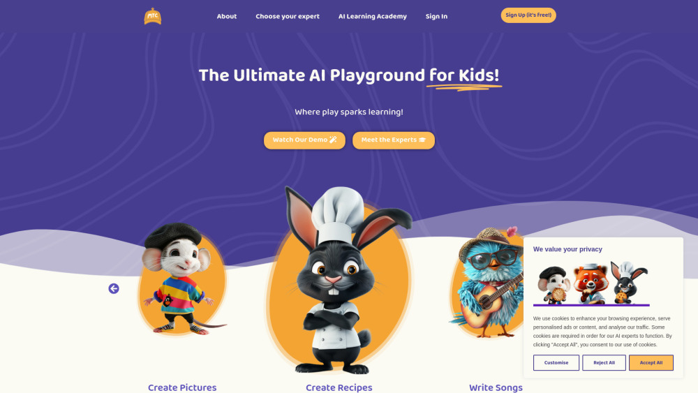 Mythinkingcap Ai website screenshot