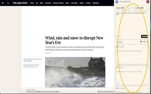 Transwise website screenshot