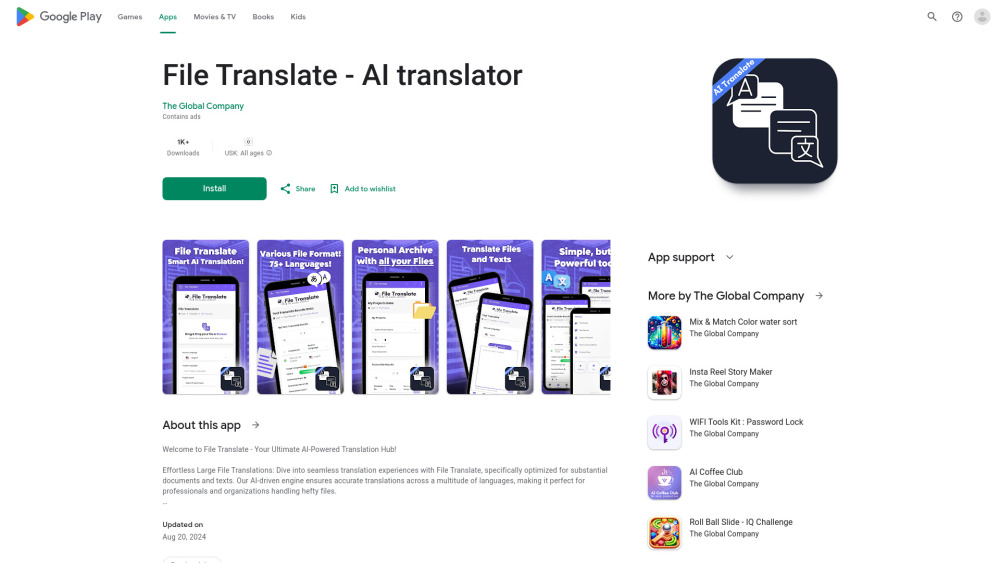 File Translate Ai Translator For Files website screenshot
