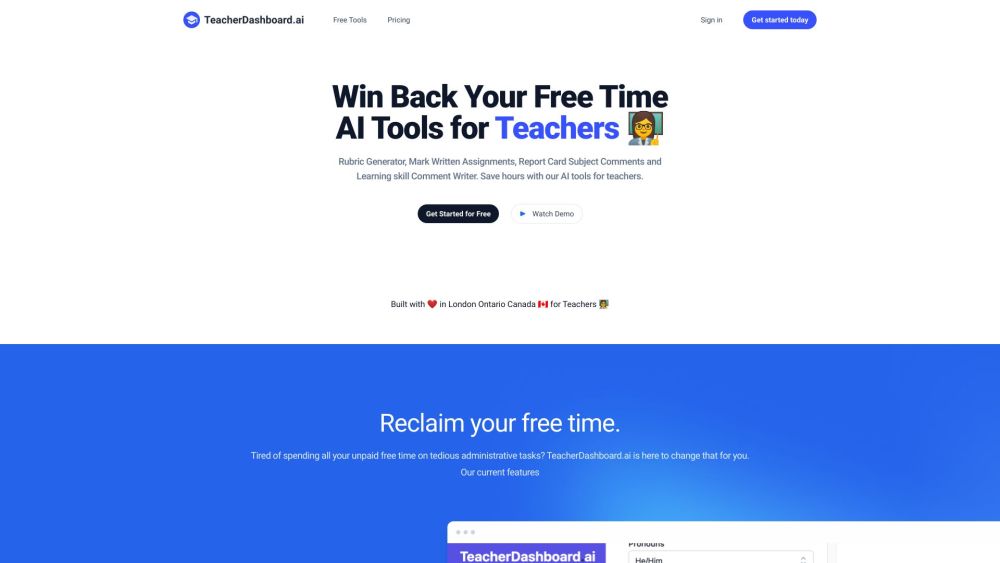 TeacherDashboard AI website screenshot