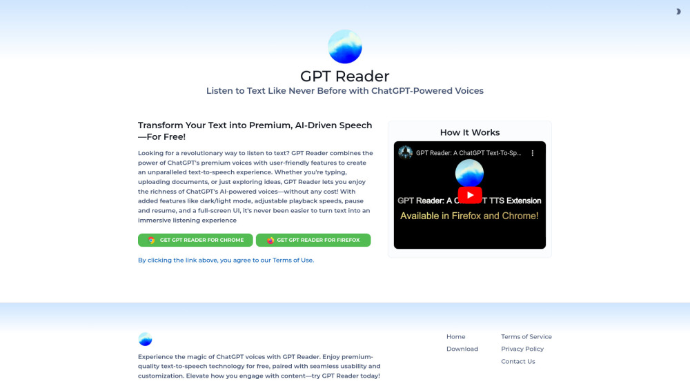 Gpt Reader A Free Ai Text To Speech website screenshot