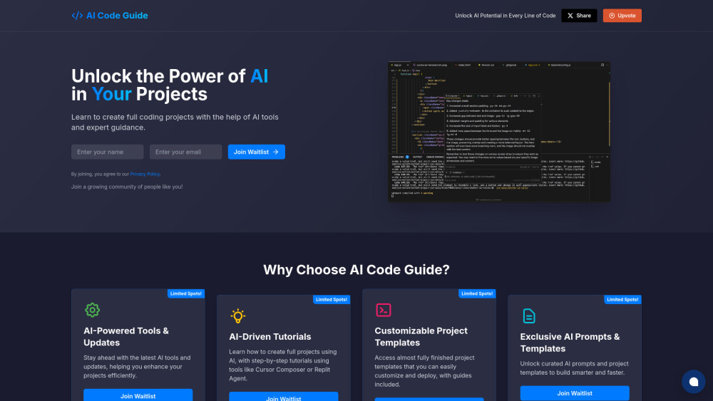 Ai Code Guide website screenshot
